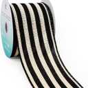 CT CRAFT LLC Striped Canvas Cotton Ribbon 2.5" x 10 Yards Ivory/Black Stripes for Thanksgiving Christmas Home Dcor Gift Wrapping Outdoor Tree Topper Bow Wreath