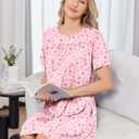 Deyeek Hospital Gowns for Women Tear Away Snap Open Back Post Surgery Dress (Pink)