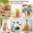 KINGSOW Utensil Holder for Kitchen Countertop: 360 Rotating Wooden Utensil Crocks - Farmhouse Cooking Spoons Organizer