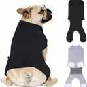 2 Packs Breathable Cotton Dog Recovery Suit for After Neuter Spay Abdominal Wounds Protector, Professional Anti-Licking Onesies for Male Female Pets Surgery Bandages, M Black Grey Pure