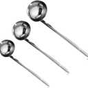 KICHOUSE 3pcs Handle Spoon Stainless Steel Cooking Utensils for Pouring and Serving Includes Spoons for Kitchen Use