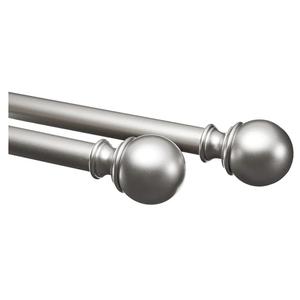 Amazon Basics Adjustable Heavy Duty Curtain Rod for Windows, Round Finials, 1-Inch Rod, 72" to 144", Nickel, 1-Pack
