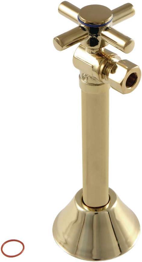 Kingston Brass CC83202DX Concord 1/2" Sweat x 3/8" O.D. Comp, Angle Shut Off Valve with 5" Extension, Polished Brass