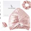 Anti-Slip Adjustable Real 22 Momme 100% Mulberry Silk Bonnet for Sleeping Women, Double-Layered Silk Hair Bonnet, One Size (21-24 inch Circumference), Pink