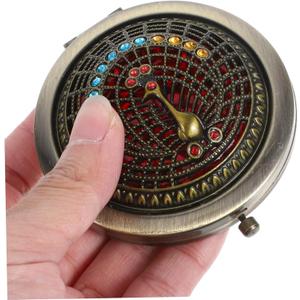 Vintage Mirror Compact Travel Makeup Mirror Cosmetic Pocket Mirror Mini Round Double-sided Folding Cosmetic Makeup Purse Mirror for Travel Mini Round Double-Sided Folding Compact Mirror
