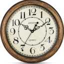 Geevon Vintage Wall Clock, Silent 16" Non Ticking Retro Round Clock Quartz Decorative Battery Operated Wall Clock for Kitchen, Office, Bedroom, Living Room, Classroom, Decor