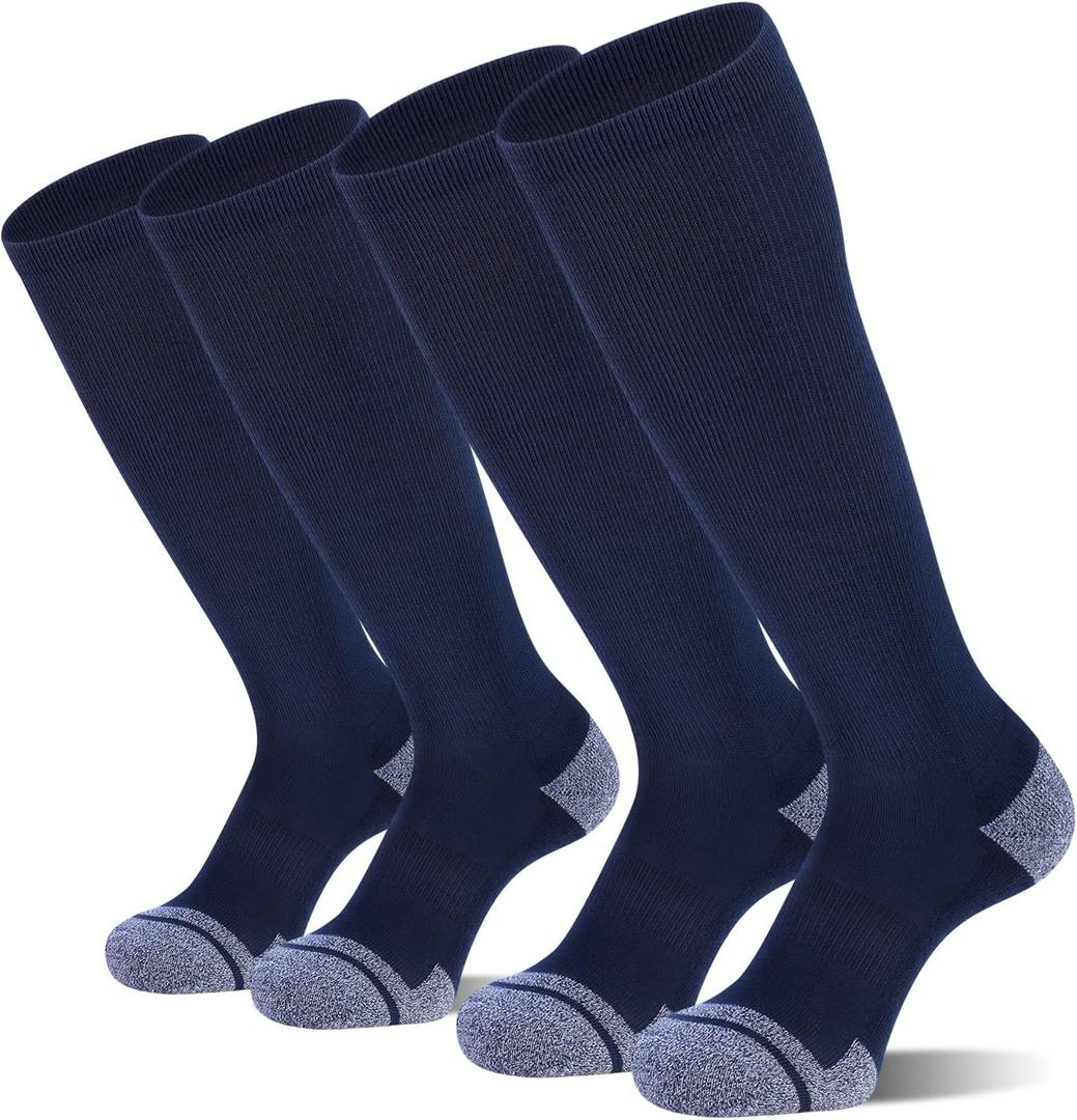CS CELERSPORT 2 Pack / 3 Pack Baseball Socks for Youth Kids and Adult Softball Soccer Socks Over the Calf Tube Socks (Large, Navy Blue (2 Pairs))