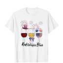 Red White Blue Glasses 4th of July Red & Blue T-Shirt, Size Large