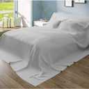 SIELUNO Furniture Dust Cover for Bed Flat Sheets King Size, Mattress Protector Flat Bed Sheets, Breathable Furniture Protector, Washable-Light Grey-350x240cm (137.7x94in)
