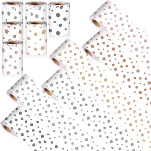Tenceur 160ft Boho Dots Border for Bulletin Board, Polka Dot Classroom Decoration, 6 Rolls Colorful Painted Dots Scalloped Bulletin Board Border Trims for Chalkboard Whiteboard Poster Decor