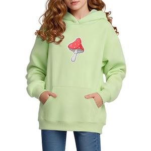 Cubear Girls Hoodie Sweatshirt Cute Long Sleeve Fleece Pullover Top with Pocket Graphic Print Soft Warm for Kids (13-14 Years, Green)