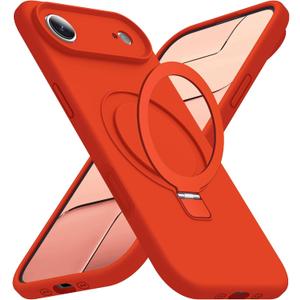 SKYLMW Compatible with iPhone 17 Air Case with Magnetic Invisible Stand Compatible with Mag-Safe Military Drop Tested Shockproof Silicone iPhone 17 Air Phone Cases for Women Men 6.6"Red