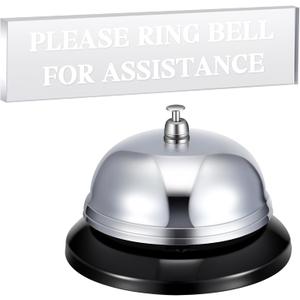 Desk Bell for Service and Please Ring Sign 2" x 8" Acrylic No Receptionist Sign Call Ring Bell for Office Hotel Restaurant Counter Reception Area