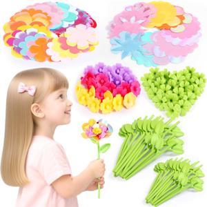 Kids Crafts, Arts and Crafts for Kids 4-6, Craft Kits, Frozen Toys, Fabric Flower Bouquets Toys, 6 Year Old Girl Birthday Gift, 8 Year Old Girl Birthday Gift, Christmas Gifts Halloween Crafts (Only Accessories)