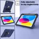 CCMAO Case for iPad 10th Generation 10.9 Inch 2022, iPad (A16) 11th Generation 11 Inch 2025, with Kickstand & Pencil Holder, Heavy Duty Shockproof Hybrid Protective Cover, Navy Blue+Black