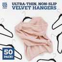ZOBER Black Velvet Hangers 50 Pack - Clothes Hangers, Coat Hanger for Pants & Dress Clothes - Non Slip w/ 360 Degree Swivel, Holds up to 10 lbs - Strong Felt Hanger for Clothing