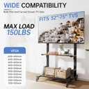 HYPIGO Outdoor TV Stand with Large Storage, Mobile TV Cart for Most 32-75 Inch TVs, Max VESA 600x400mm, Supports 150 lbs, Height Adjustable Portable TV Stand for Home, Office, Outdoor(Rustic Brown)