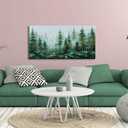 Alenoss Hand Painted Modern 3D Abstract Oil Painting 24x48 Inches Large Forest Landscape Textured Canvas Wall Art Green Artwork for Wall Decoration