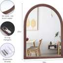 LVMU Arched Farmhouse Wall Mirror Natural Walnut/Oak Elegant Woodgrain Large Vanity Decorative Mirrors 16''x20''/20''x30'' Tempered Glass Bathroom Over Sink, Entryway Living Room (Walnut, 20"L x 16"W)