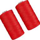 2 PCS 200g Summer Sun Hat Yarn for Crocheting, Ice Linen Silk Hand Knitting Light Body Yarn, Polyester Hollow Yarn for DIY Summer Cool Hat Shoes Bags Cushions Cell Phone Bags and Car Cushions (Red)