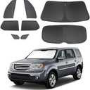 8PCS Windshield Sun Shade Custom Fit for 2009-2015 Honda Pilot SUV Accessories Foldable Sunshade Side Rear Window Shade Cover Full Set Privacy Protection Keeps Car Cool