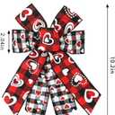 4 Pieces Valentines Day Wreath Bow, Love Hearts Red White Buffalo Plaid Bows for Wreaths - Small Burlap Bows for Valentine Gift Wreath Wedding Party Holiday Indoor Outdoor Decoration Supplies