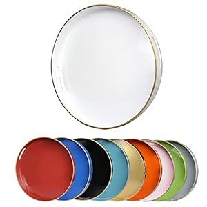 Black Round Decorative Tray with Handles, 13" Elegant Coffee Table Serving Tray for Ottoman Living Room, Bathroom, Outdoors, Breakfast