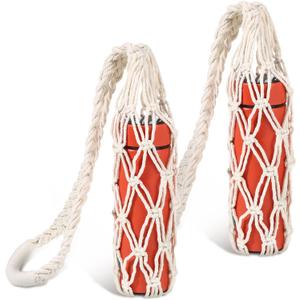 Lothee 2 Pcs Macrame Water Bottle Carrier Cotton Water Bottle Bag Long Strap Boho Holder Woven Macrame Holder for Adult Sling Wine Hiking Cycling Fitness Accessories 31.5 Inches