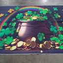 10x8ft St Patricks Day Backdrop Pot of Gold Coins Green Lucky Irish Shamrock Rainbow Photography Background Spring Holiday Party Banner Decoration Supplies Photo Booth Props