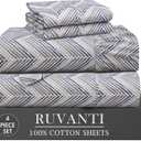 RUVANTI 4 Pcs Cotton Sheets - 100% Natural Cotton Soft, Lightweight & Breathable Crispy Percale Bed Sheets, Twin Sheets Set 16" Deep Pockets, Inverted Streak