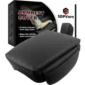 Armrest Cover for Chevy Colorado GMC Canyon 2023 2024 2025 2026 Center Console Pad Accessories Arm Rest Lid with Pockets, Black Faux Leather