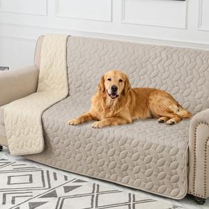 Ameritex Waterproof Pet Bed Cover Anti-Slip Dog Bed Blanket for Sofa and Furniture Waterproof New Pattern Design (Khaki, 82x82 Inch (Pack of 1))