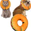Inflatable Dog Cone Collar for Large Medium Small Dogs, Soft Adjustable Recovery Cone Collar for Dogs Cats,Dog Neck Donut Cone Alternative After Surgery(Hamburger,Small (SNeck 5"-8")