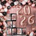 2026 Graduation Decorations, 86PCS Black and Pink Graduation Party Decoration Supplies Grad Balloon Arch Kit with Led Light Strings, Balloon Boxes with Letters & Foil Curtains for High School College