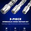 SPARKWHIZ Hydraulic Hose Repair Kit 1/4", 3/8", 1/2" ID, Inner Diameter Reusable, 3 pack