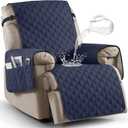 Ruaozz 100% Waterproof Recliner Chair Covers, Non-Slip Reclining Covers for Recliner Chair Washable Chair Cover, Recliner Covers with Pockets for Kids, Dogs, Pets (Dark Blue, 23'')