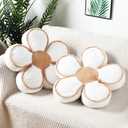 2 Pack Flower Pillows Cute Flower Shaped Pillows 15.7 Inch Soft Throw Floor Cushion for Living Room Bedroom Sofa Couch Winter Warm Decoration(White)