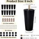 FabricJoy 12 Pack 8 Inch Plastic Furniture Legs Replacement Couch Legs Chair Feet Dresser Sofa Table Cabinet Bed Furniture Feet with M8 T-Nuts Screws Tapered for Home DIY Projects