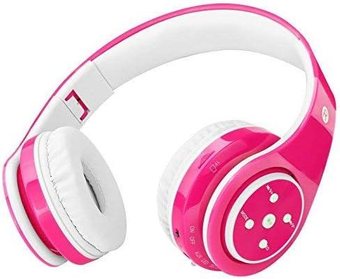 Kids Bluetooth Headphones 85db/110db Volume Limit Wireless/Wired Aux Port Foldable Noise Protection Over-Ear Build-in Mic Headphones for Kids Adults Travel School Phone Pad Tablet PC Pink