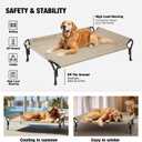 Veehoo Cooling Elevated Dog Bed, Raised Pet Cot with Guardrail & Slope Headrest, Durable Breathable Teslin Mesh, Non-Slip Feet, Washable Dog Couch Bed for Indoor & Outdoor, 47" x 32", Beige Coffee