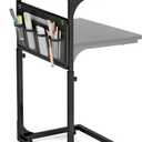 Fixwal C Shaped Side Table Adjustable Height End Table for Couch Small Sofa Table TV Tray with Storage Bag for Living Room, Bedroom & Office, Black