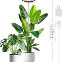 yadoker Plant Grow Light, LED Growing Light Full Spectrum for Indoor Plants,Aluminum Walnut Wood Grain Plant Lights,Height Adjustable, Automatic Timer, 5V Low Safe Voltage,Idea for Large (1 Pack)