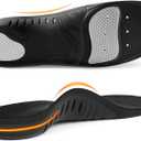 Ailaka Orthotic Cushion Arch Support Shoe Insoles for Men & Women, Unisex Daily Shock Absorption Gel Sports Inserts for Flat Feet, Plantar Fasciitis, Heel Pain Relief (Black)
