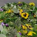 Artificial 20" Spring Summer Wreath with Pansy Flower,Yellow Daisy,Rose Leaf,Eucalyptus Leaf,Fern Branch for Front Door Indoor Outdoor Farmhouse Wall Window Festival Wedding Decor,Gift Box Included