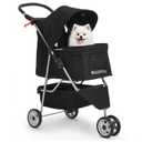 BestPet | 3-Wheel Pet Stroller | Dog and Cat Stroller | Breathable Mesh | Lightweight Travel Carrier | Waterproof & Foldable Design | Storage Basket | Black | for Daily Walks & Outdoor Use, 29.53"L x 17.72"W x 38.19"H
