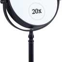 20X Magnified Makeup Mirror with Stand - Double Sided 20x and 1x Cosmetic Mirror for Make Up Desk, Dressing Table, Bathroom Countertop - 6" Wide & 12" Tall (Black)