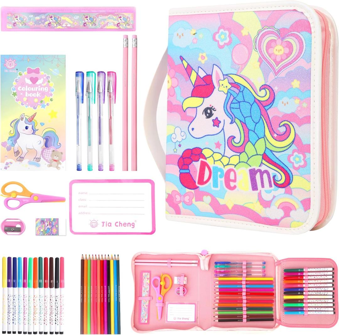 NOORAMGE Unicorn Toys for Girls 4-6-8, Drawing Coloring Art Craft Kits for Girlls with Colored Marker, Glitter Pens, Coloring Book, Birthday Gifts Toys for Childs