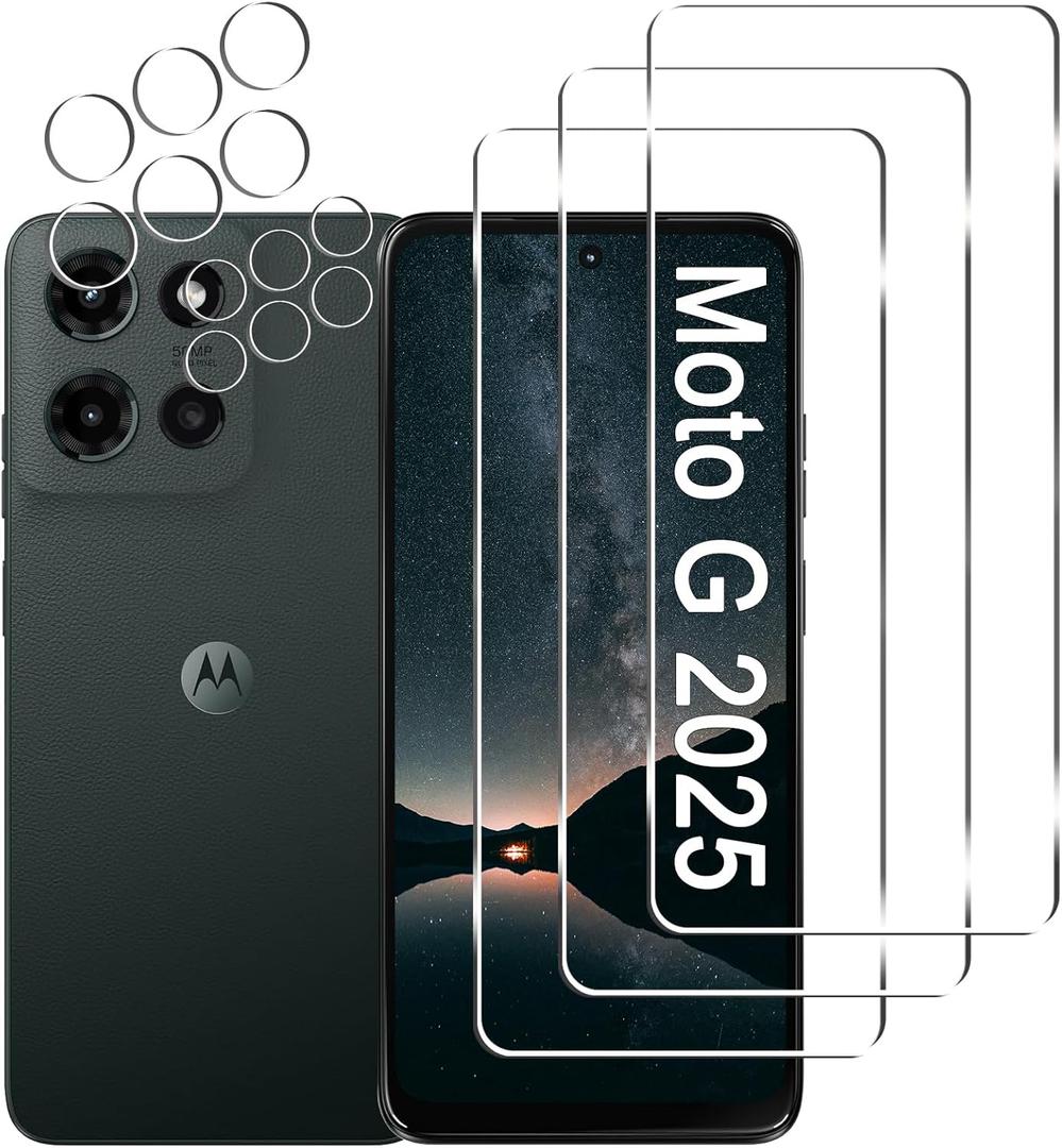 2 Pack Moto G 2025 Screen Protector [6.7 inch] + 3 Pack Camera Lens Protector, Anti Scratch Bubble Free, Easy Installation