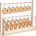 Pretzel Holder Stand with 21 Hooks Oktoberfest Wood Pretzel Rod Holder Serving Stand for Display and Hanging Sausage Hanger Oktoberfest Wedding Birthday Treat Party Favors