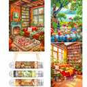 Small Jigsaw Puzzles for Adults 150 Pieces Vintage Painting Mini Jigsaw Puzzles Challenging 6 x 4 Inches, 3 Pcs,Mini Easel Included